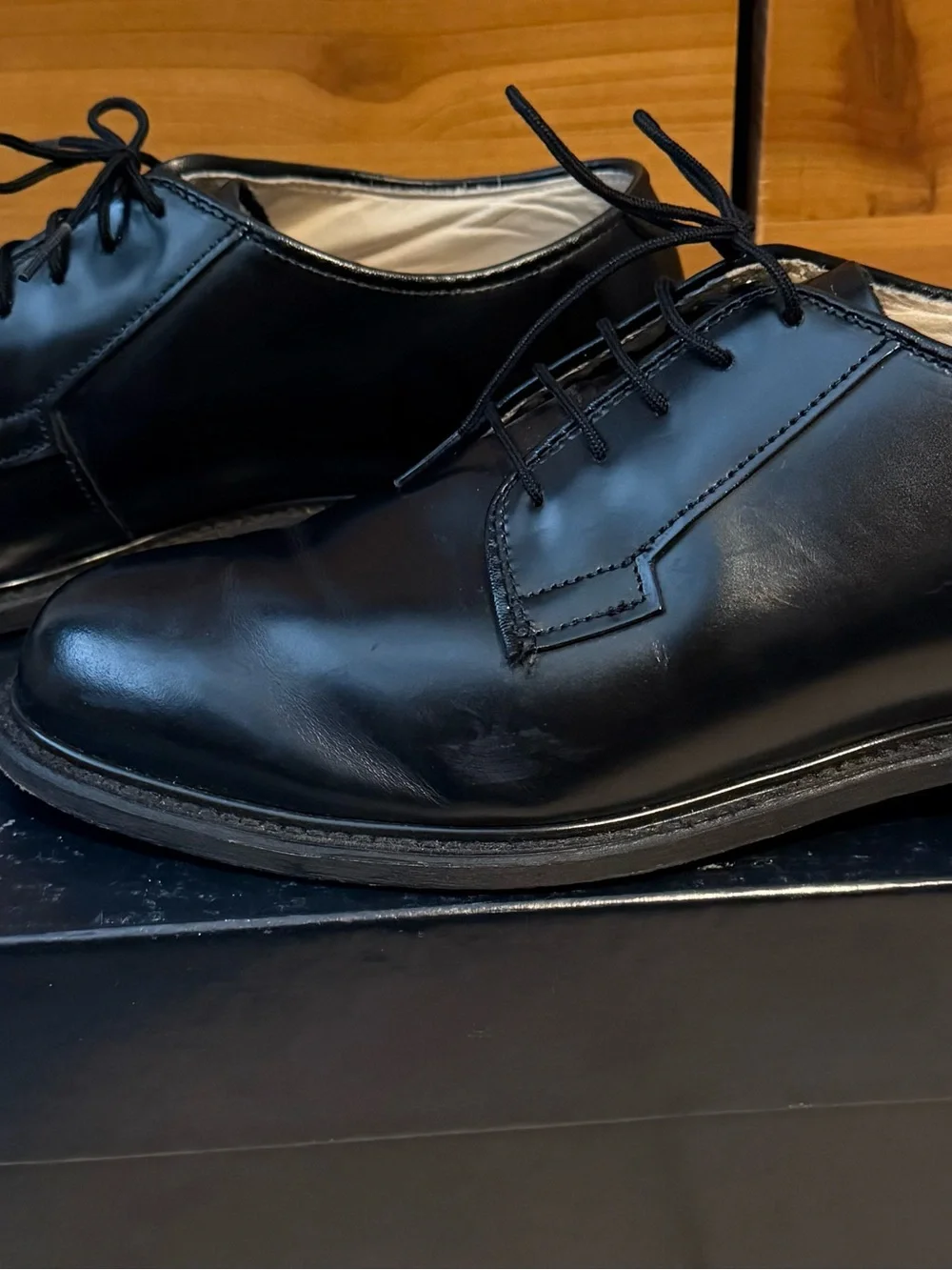 Bates Black U.S. Navy Premier Leather Lace-Up Oxfords